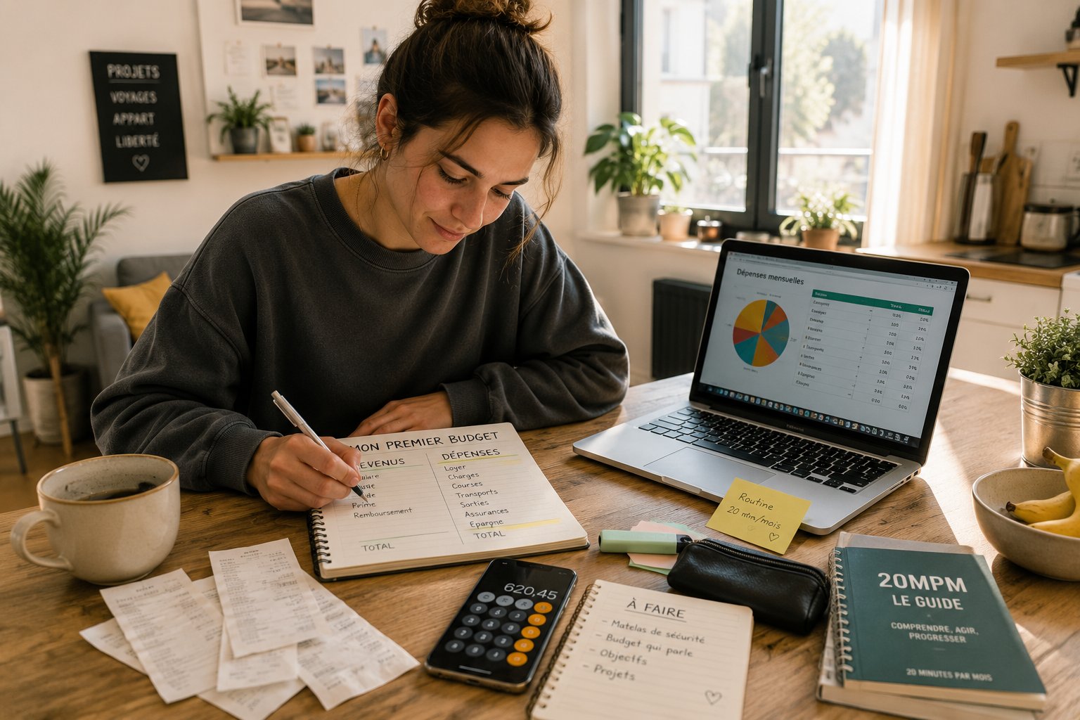 Routine 20MPM avec carnet, application et guide pour faire le point chaque mois