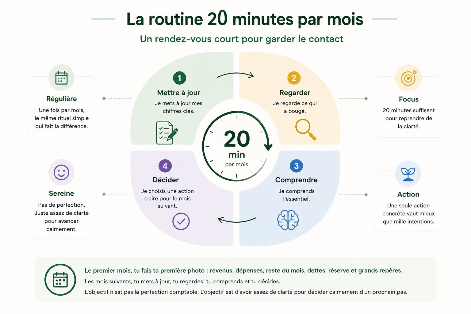 Infographie de la routine 20 minutes par mois